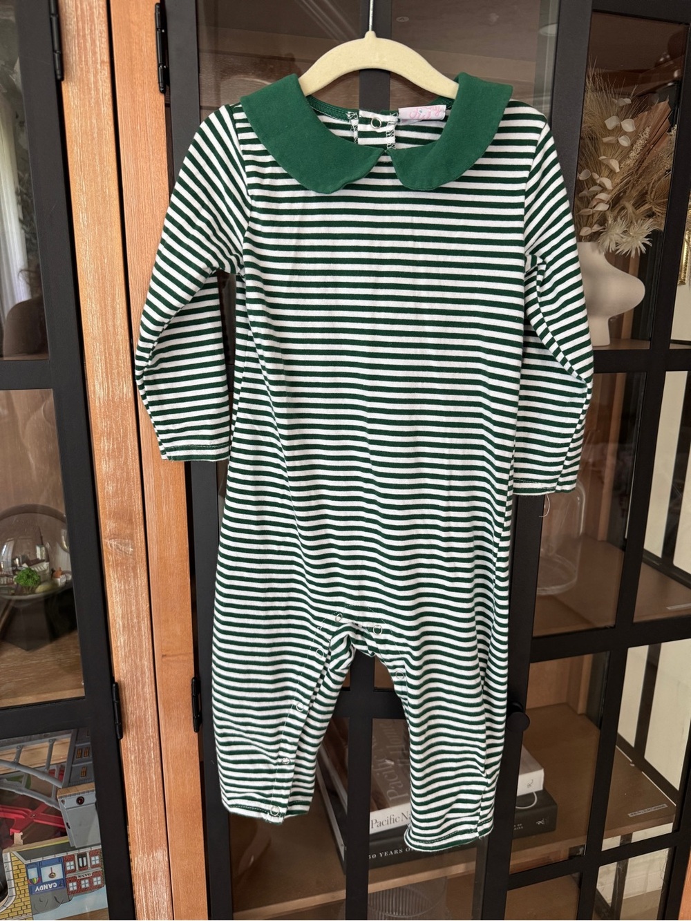 Stitchy Fish coverall Kingston Romper striped peter pan collar long sleeve